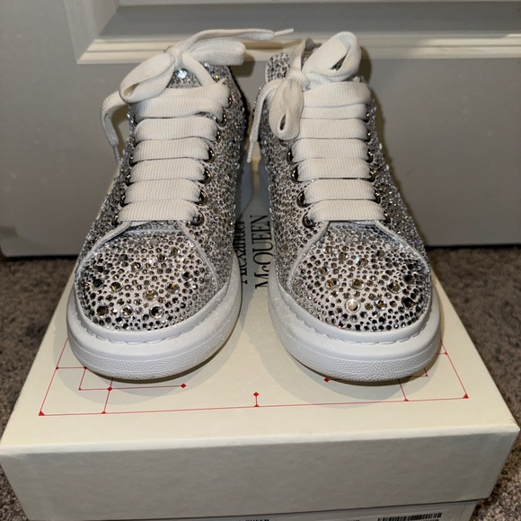 White & Black Crystal Covered Alexander McQueen Oversized Sneaker size 37.5 - Picture 3 of 9